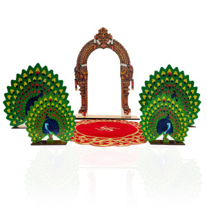 Traditional Arch with Velvet Mat and Peacock Standee Set